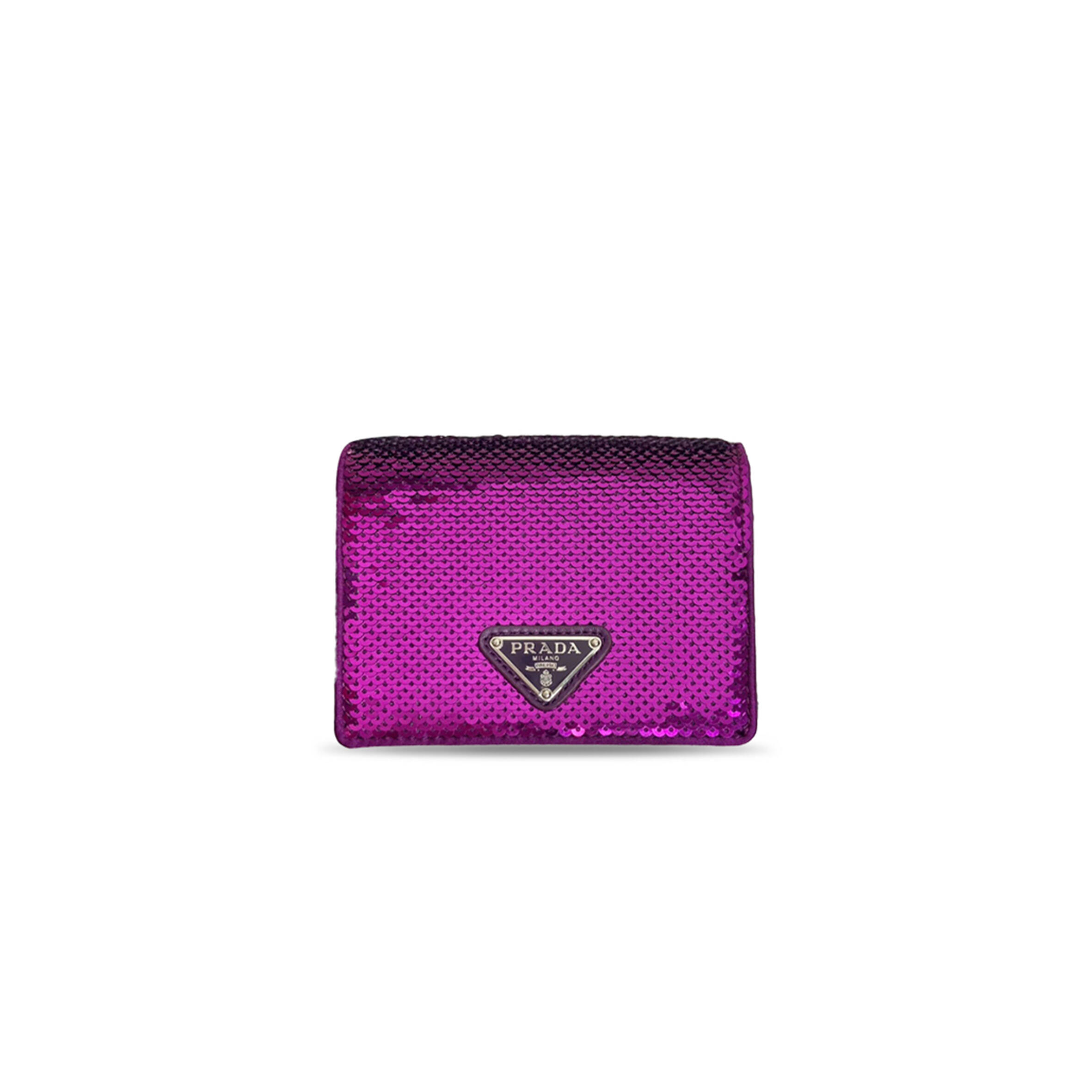 PRADA SEQUIN EMBELLISHED SATIN CARD HOLDER 1MR024 (11.5*8cm) 